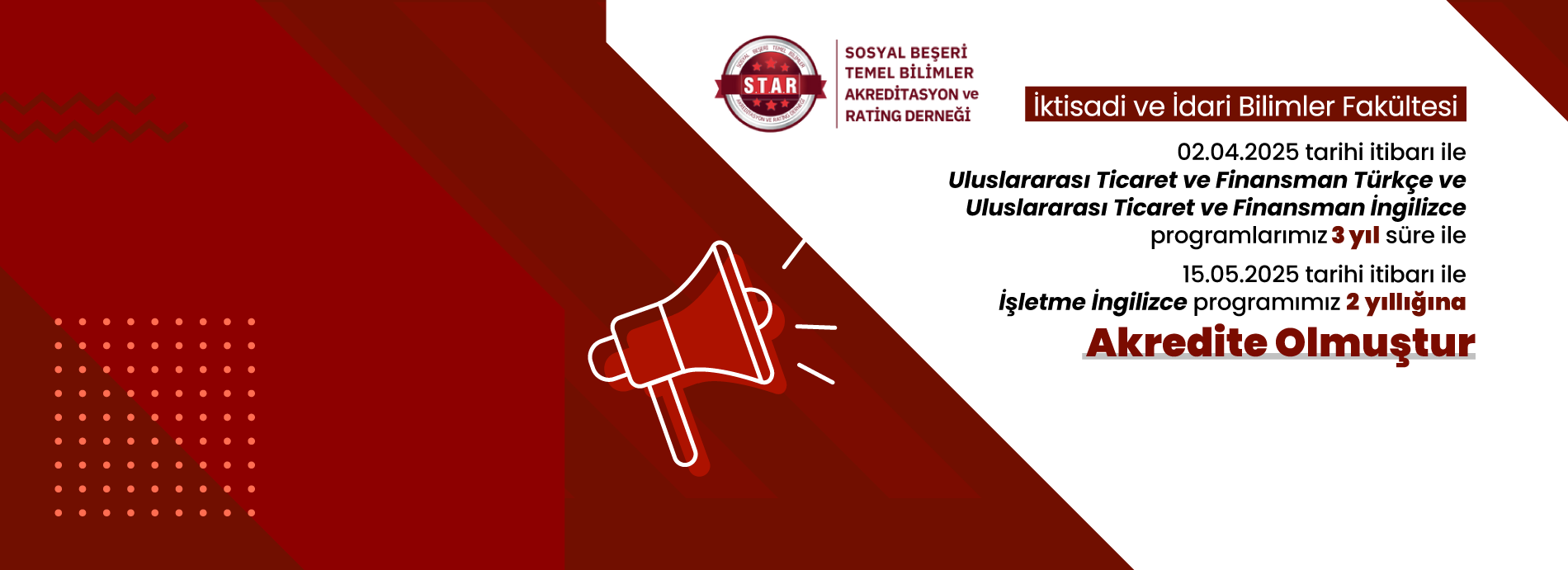 Bölümlerimiz STARAK Tarafından Akredite Edildi